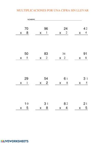 Multiplicaciones por una cifra