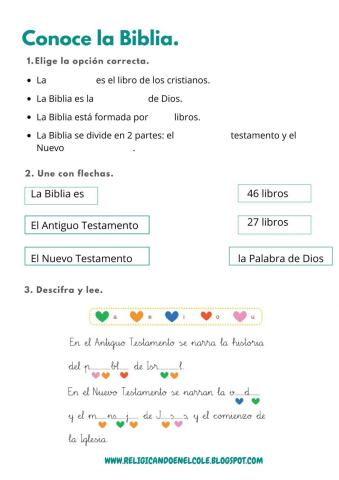 Actividades sobre la Biblia.