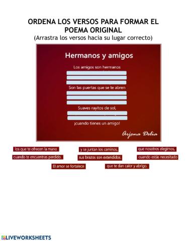 Ordena los versos de un poema