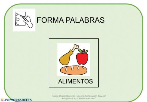 Forma palabras-alimentos