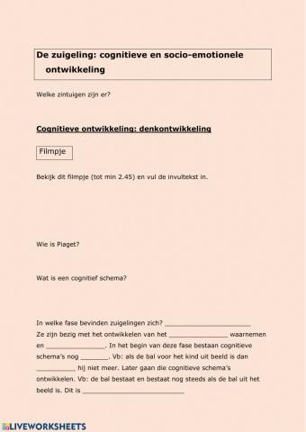 De zuigeling: cognitieve en socio-emotionele ontwikkeling