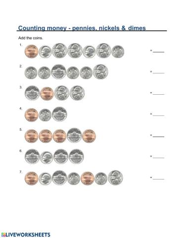 Counting Money - Pennies, Nickels, and Dimes