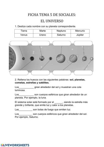 Tema 5 sociales: el universo