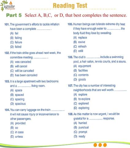 Toeic. practice test. part 5. q101-108