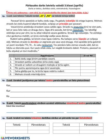 PD - Darbs ar tekstu, darbības vārds, vietniekvārds, frazeoloģismi