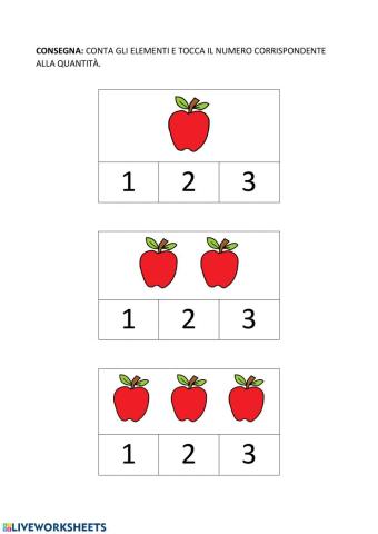 Associazione numero-quantita' entro il numero 10