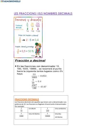 FRACCIONS I DECIMALS