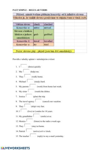 Past simple tense - regular verbs