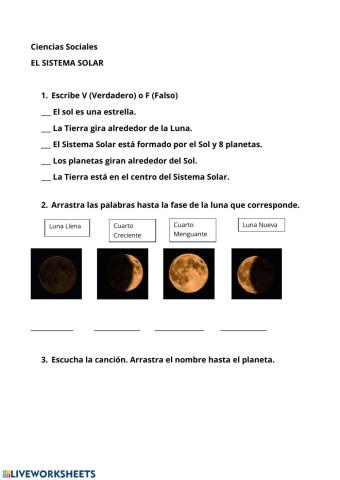 El Sistema Solar y los planetas