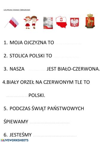 Uzupełnij zdania obrazkami