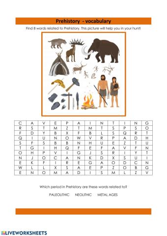 Prehistory vocabulary