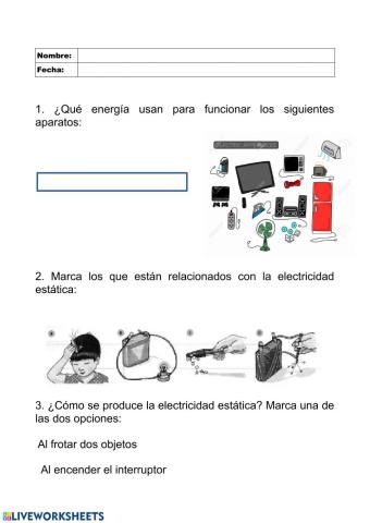 Electricidad y electricidad estática. ACIS