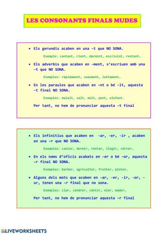 Paraules acabades en consonat muda