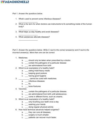 Natural Science 6th Grade ESL - Unit 6 Health