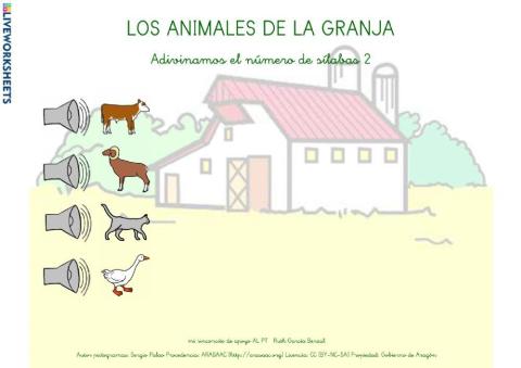 Los animales de la granja: silabeo 2