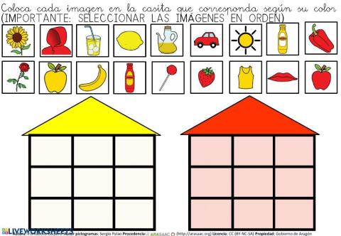 Coloca las imágenes con su color