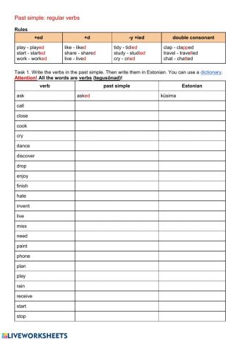 Regular verbs