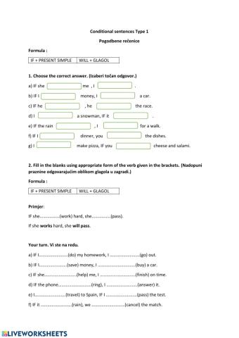 Conditional sentences type 1