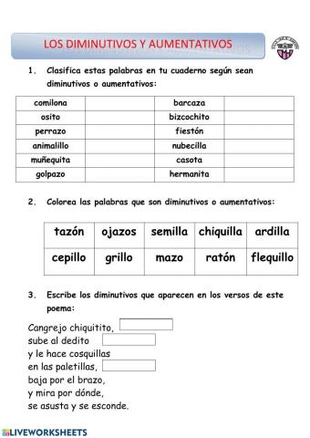 Diminutivos y aumentativos