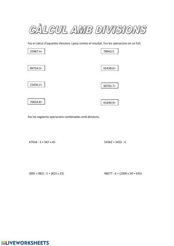 Operacions amb divisions