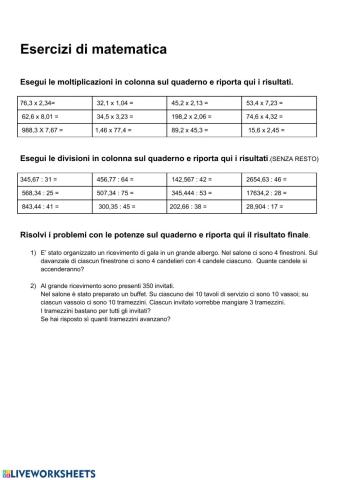 Moltiplicazioni e divisioni