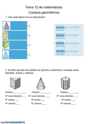 Tema 12 matemáticas: cuerpos geométricos