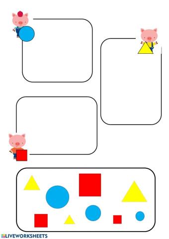 Clasifica con los cerditos las formas geométricas