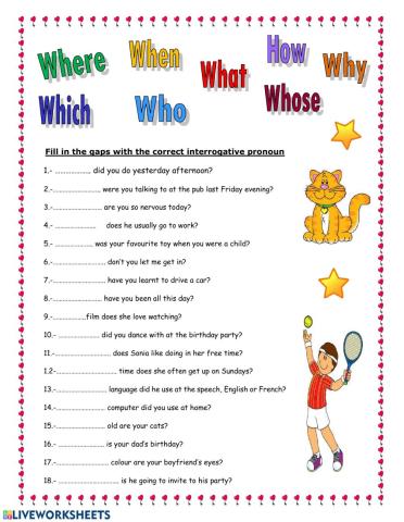 INTERROGATIVE PRONOUNS GRADE 4