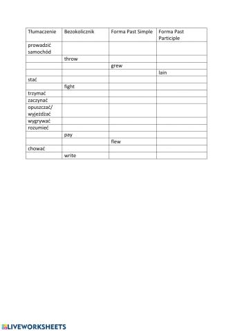 Irregular verbs