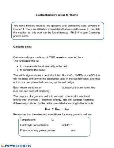 Electrochemistry extras