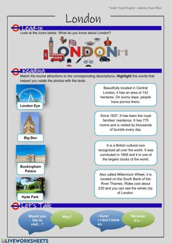 Travel English. Reading - London