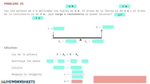 Ley de la palanca. Problemas 5-8