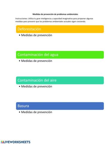 Medidas de prevención de problemas ambientales