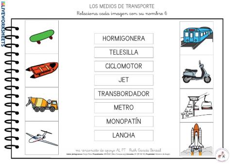 Los medios de transporte: relaciona 6