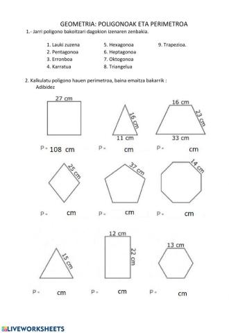 Poligonoak eta perimetroa