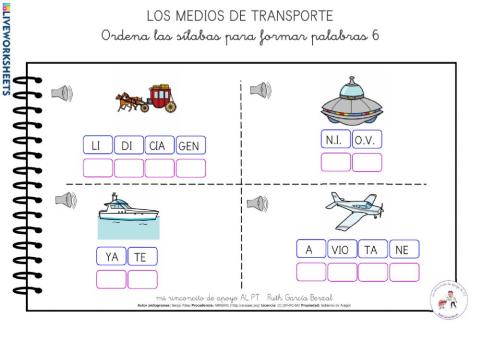 Los medios de transporte: ordena sílabas 6