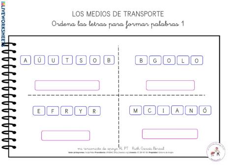 Los medios de transporte: ordena letras 1