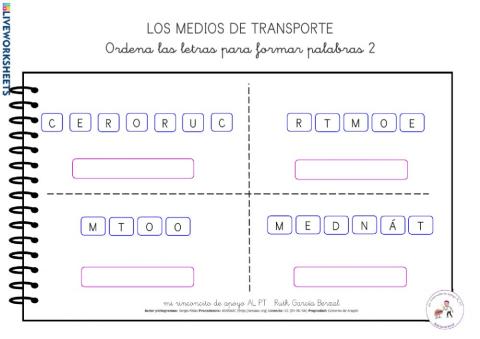 Los medios de transporte: ordena letras 2