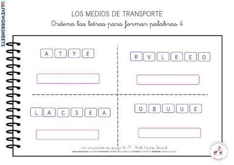 Los medios de transporte: ordena letras 4