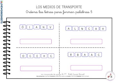 Los medios de transporte: ordena letras 5