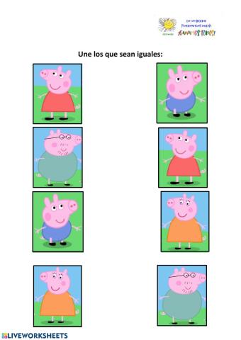 Unir iguales Peppa Pig