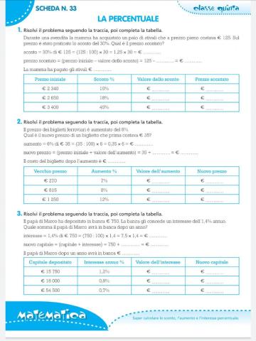 Sconto, aumento e interesse