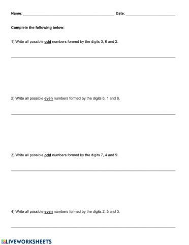 Forming Odd and Even Numbers