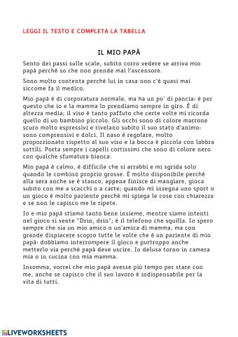 Descrizione -Il mio papà-