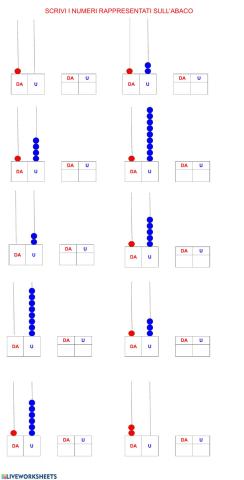 Scrivi i numeri rappresentati sull'abaco