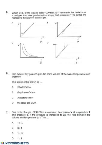 Gases worksheet 5