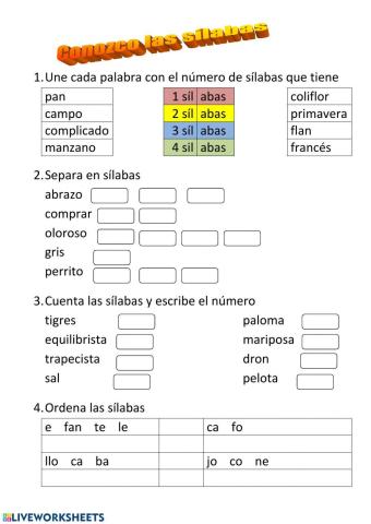 Separar en sílabas