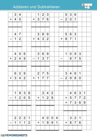 Schriftliche Addition und Subtraktion