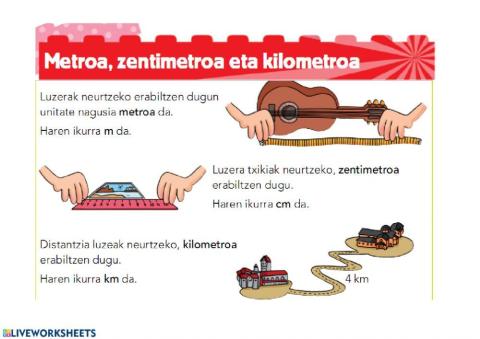 LUZERA:metroa, zentimetroa eta kilometroa