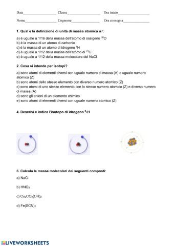 Masse atomiche e masse molecolari